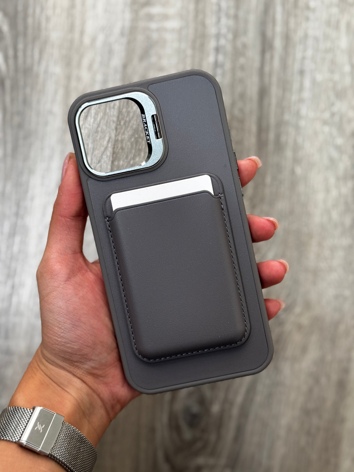 Case Leather MagSafe Wallet - iPhone 16 Plus Compatible, Card Holder, Camera Frame & Stand