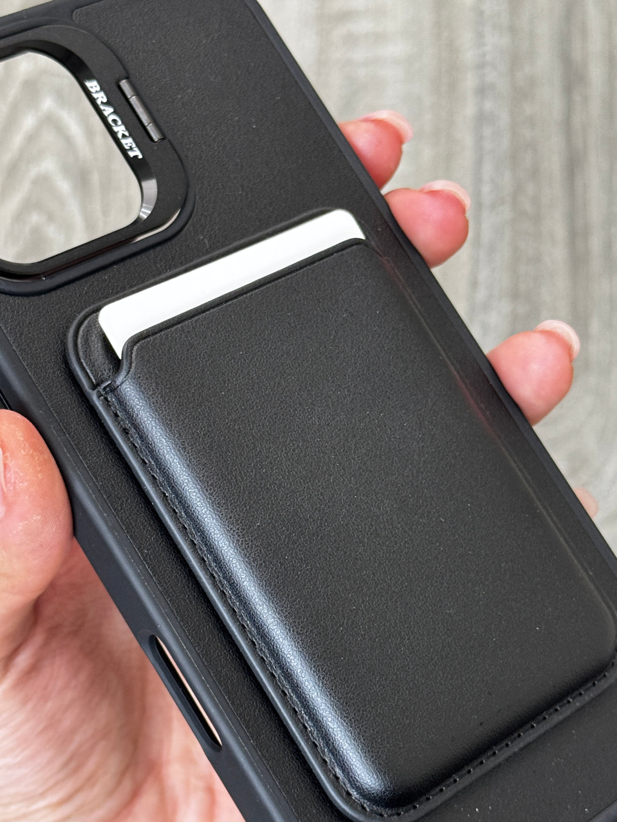 Case Leather MagSafe Wallet - iPhone 16 Plus Compatible, Card Holder, Camera Frame & Stand