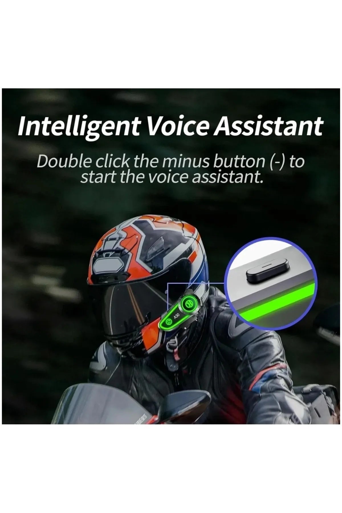 Intercom Motorcycle Bluetooth Helmet Headset A30 - Single Communication
