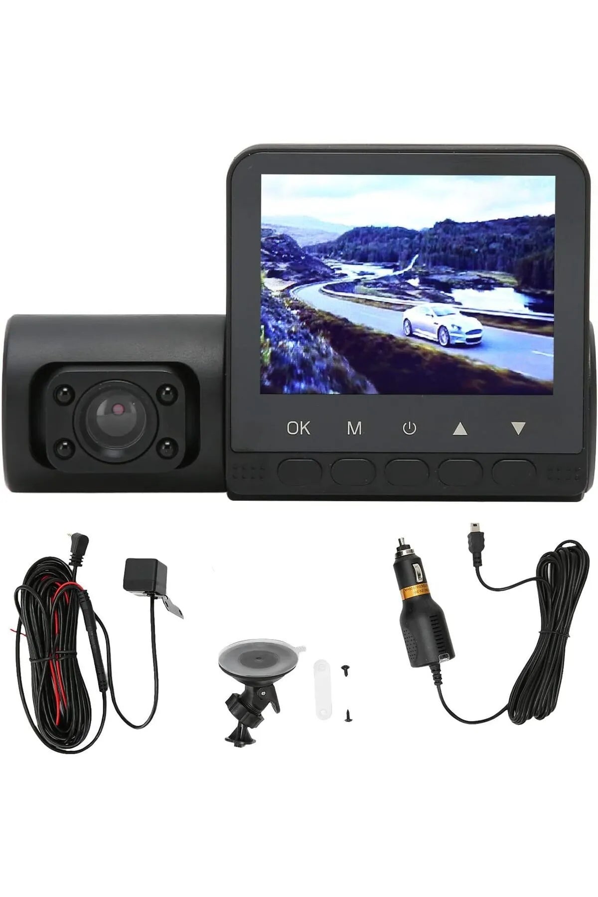 Triple Dash Cam - 1080P Night Vision Car Camera, Motion Detection Driving Recorder