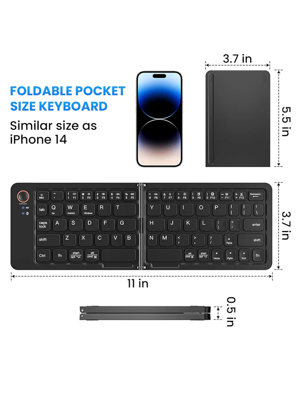 Mini Keyboard B023 - Wireless Bluetooth, Rechargeable, Foldable, Touchpad
