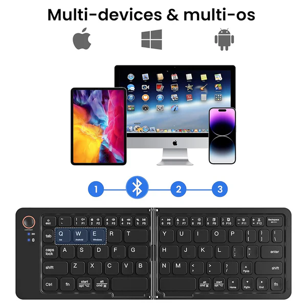 Mini Keyboard B023 - Wireless Bluetooth, Rechargeable, Foldable, Touchpad