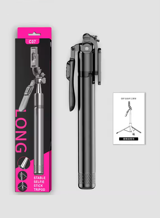Tripod GLRTECH C07 - Wireless Selfie Stick, Stainless Steel, 201 cm