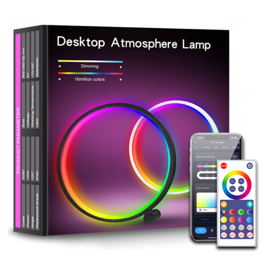 Night Light GLRTECH SAL052 - Smart RGB LED with Voice Control, 360° Ring Design (25cm)