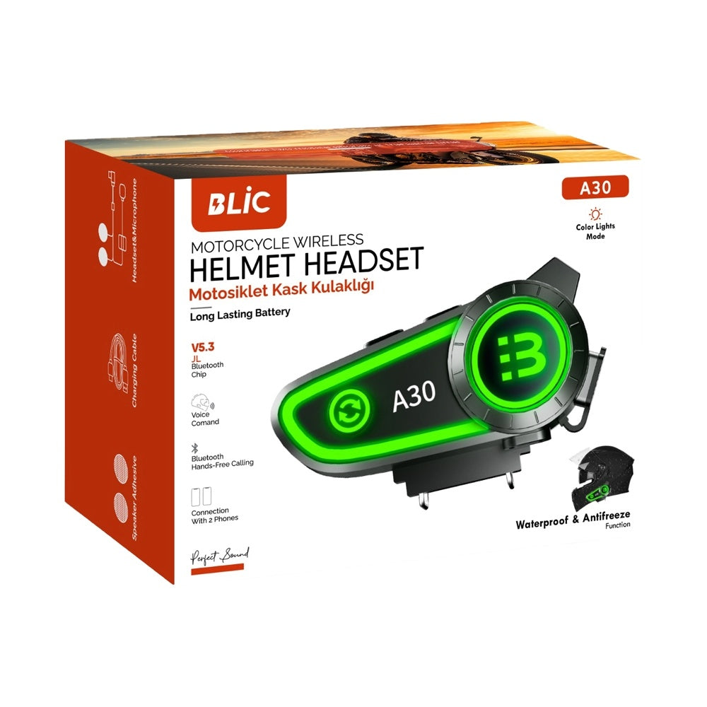 Intercom Motorcycle Bluetooth Helmet Headset A30 - Single Communication