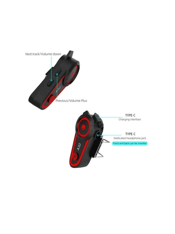 Intercom Motorcycle Bluetooth Helmet Headset A30 - Single Communication