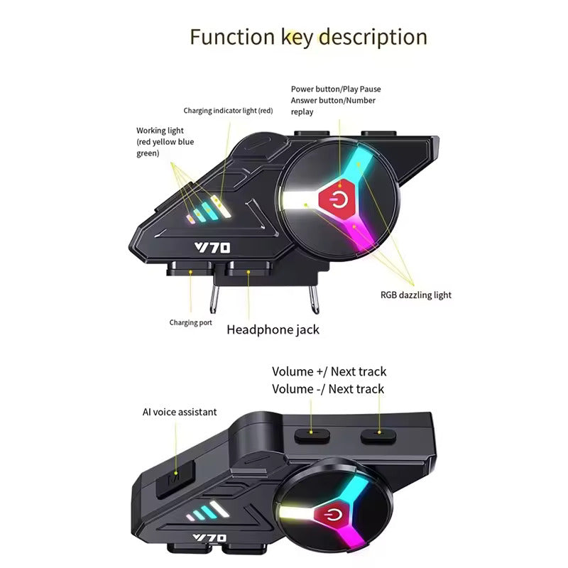 Intercom Helmet Motorcycle Bluetooth Headset Y70