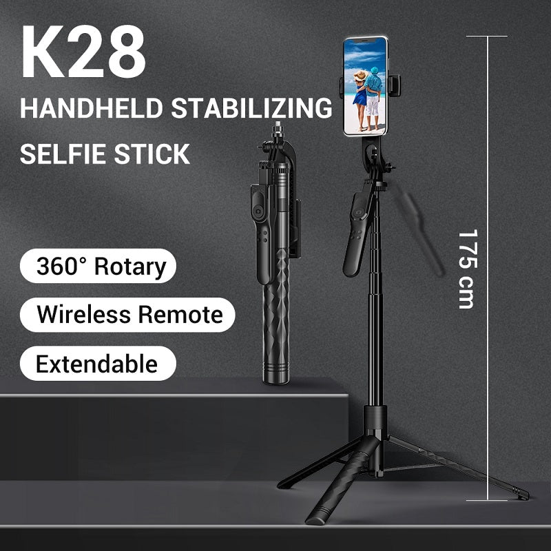 Tripod GLRTECH K28 - Wireless Selfie Stick, Stainless Steel, 175 cm