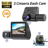 Triple Dash Cam, 1080P Night Vision Car Camera, Motion Detection Driving Recorder