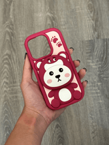 iPhone 13 Pro Compatible Pink And White Bear Case