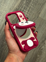 Case Pink and White Bear - iPhone 15 Pro Compatible