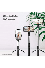 GLRTECH Q02 Tripod Kablosuz Selfie Çubuğu paslanmaz çelik 103CM