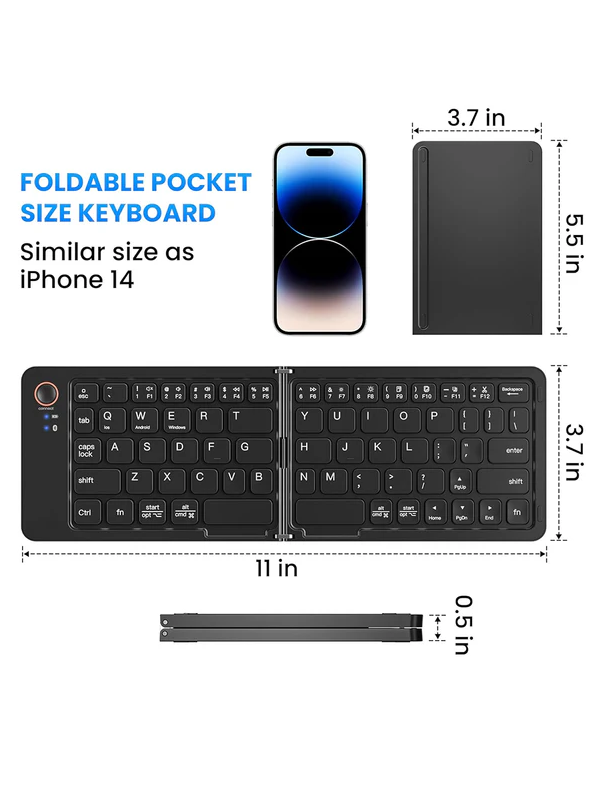 Wireless Bluetooth Rechargeable Foldable Mini Keyboard B023