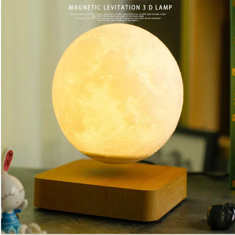 New 3D Printing LED Night Light Creative Touch Magnetic Levitation Moon Lamps 3 Colors Rotating Floating Atmosphereesk Lamp Gift