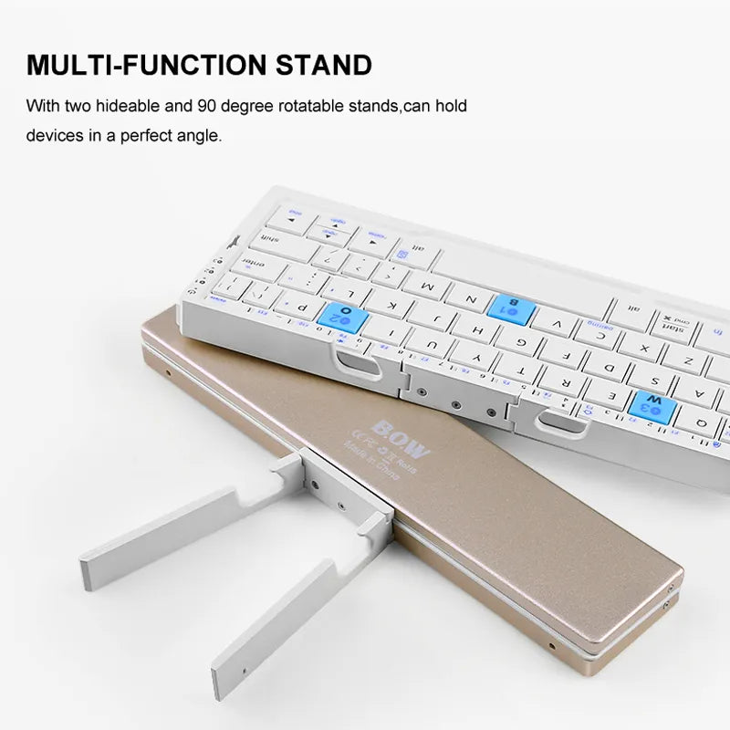 B.O.W Mini Keyboard for Phone And Tablet , Slim & Light Folding  Portable Keyboard Bluetooth 3 Bluetooth Devices Connection