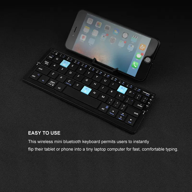 B.O.W Mini Keyboard for Phone And Tablet , Slim & Light Folding  Portable Keyboard Bluetooth 3 Bluetooth Devices Connection