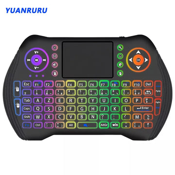 Wireless Keyboard Color 2.4GHz Mini Wireless Keyboard Backlit French Air Mouse Touchpad Handheld TV Box Mini PC18