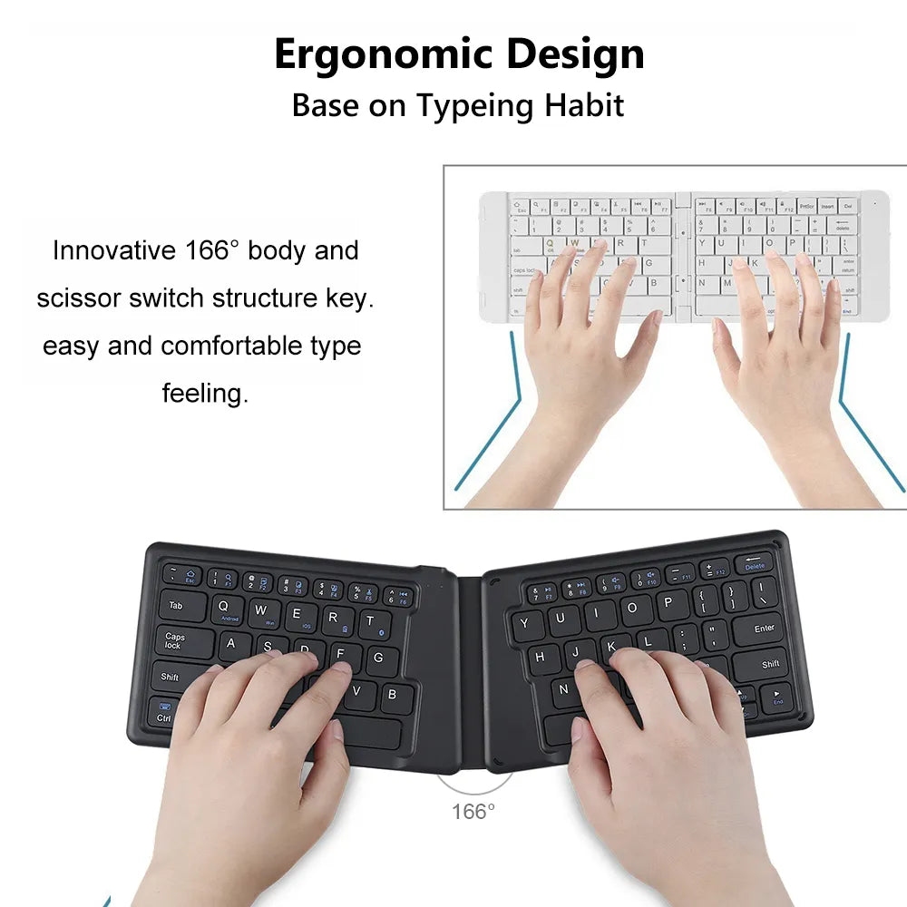 AVATTO A20 Portable Leather Folding Mini Bluetooth Keyboard Foldable Wireless Keypad for iphone,android phone,Tablet,ipad,PC