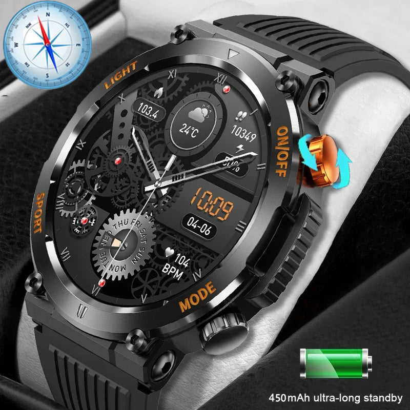 2023 outdoor smartwatch for men BT phone 1.46 inch compass Heart rate monitor sleep tracker watches 100sports mode fitness watch