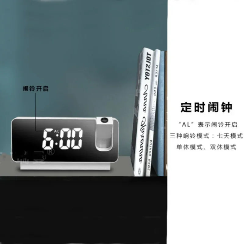 Modern Minimalist Digital Alarm Clock LED Large Screen Projection Desktop Clocks Luminous Silent Electronic Watch Bedside Watchs