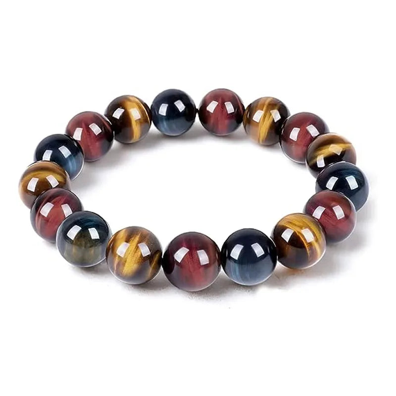 Tiger Eye Bracelet,Relax Anxiety Crystal Beaded Triple Protection Jewelry Bead Stone Chakra Gemstones Bracelets for Women Men