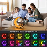 Multifunctional Wireless Charger Stand Pad Alarm Clock Speaker RGB Night Light Fast Charging Station for iPhone Samsung Xiaomi