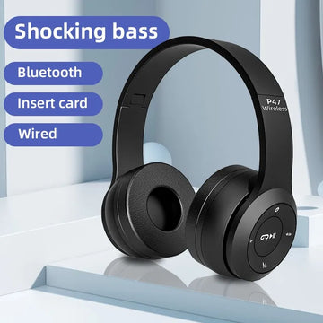 Stereo P47 Kulaklık 5.0 Bluetooth Kulaklık Katlanır Serisi Kablosuz Spor Oyun Kulaklık HuaWei XiaoMi için