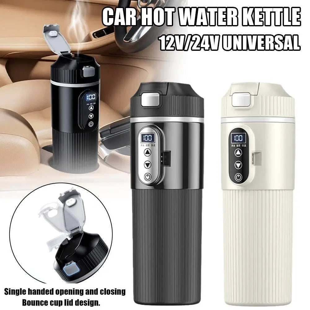 Electric Car Heating Cup 500ml Stainless Steel Heated Mug Winter Thermos Cup Water Cup with Temperature Regulator & Display