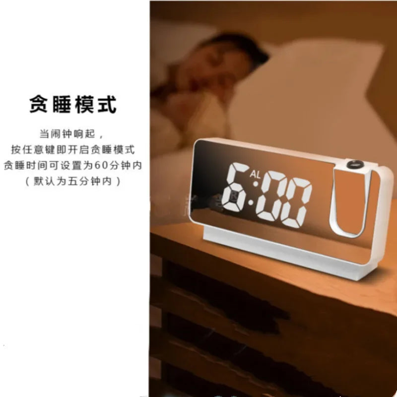 Modern Minimalist Digital Alarm Clock LED Large Screen Projection Desktop Clocks Luminous Silent Electronic Watch Bedside Watchs