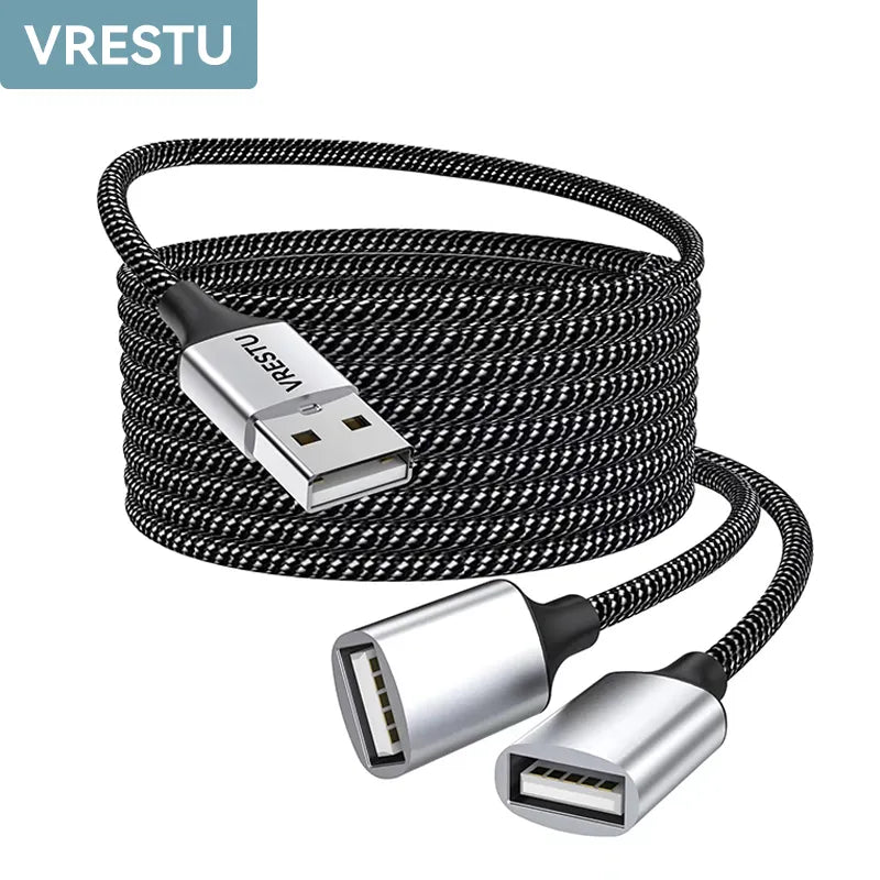 USB'den 2 USB Uzatma Kablosu Üçlü 4 USB Port HUB OTG Adaptörü Güç Veri Şarj Dönüştürücü 3USB Genişletilmiş Ayırıcı Kablo PC 1m