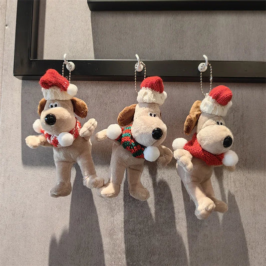 2023 Christmas Red Cute Dog Hanging Pendant Keychain Scarf Hat Dog Toy Bag Pendant Merry Christmas Decor for Home Xmas Ornaments