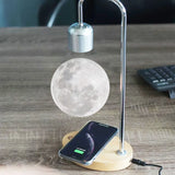 Levitating Moon Magnetic Levitation Lamp LED Night Lights for Bedrooms Decor with Wireless Charging Base Wood Novelty Items