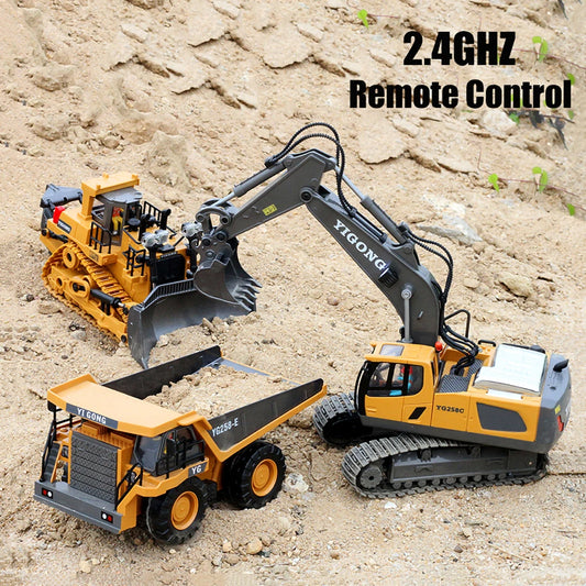 11 Channel Large 2.4 Grams Of Alloy Remote Control Excavator Dumping Soil Flip Engineering Car Toys