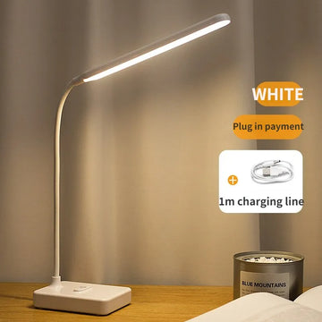 LED Eye Protection Small Desk Lamp 3 Modes USB Rechargeable Touch Control Dimming Light Universal Hose Foldable Learning Lamp