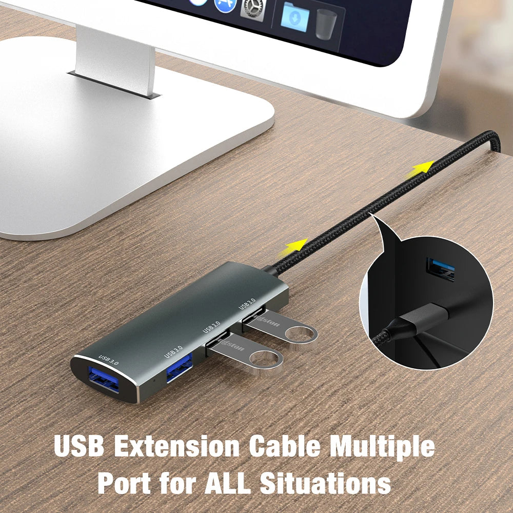 YUCUN USB HUB 3 0 4 Port USB 3.0 Adaptörü 5 Gbps Yüksek Hızlı Çoklu USB-C Splitter Lenovo Macbook Pro PC Aksesuarları tipo c