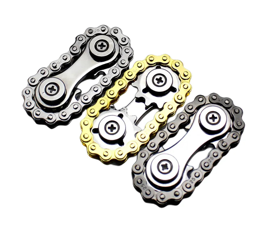 Fingertip Gyro Chains Flywheel Sprockets Stainless Steel Anxiety Relief Decompression Metal Toy Gear Sprocket Road Spinner