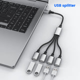 كابل تمديد USB إلى 2 USB، محول OTG، محول شحن بيانات طاقة، كابل موزع USB ممتد 3 USB للكمبيوتر الشخصي بطول 1 متر