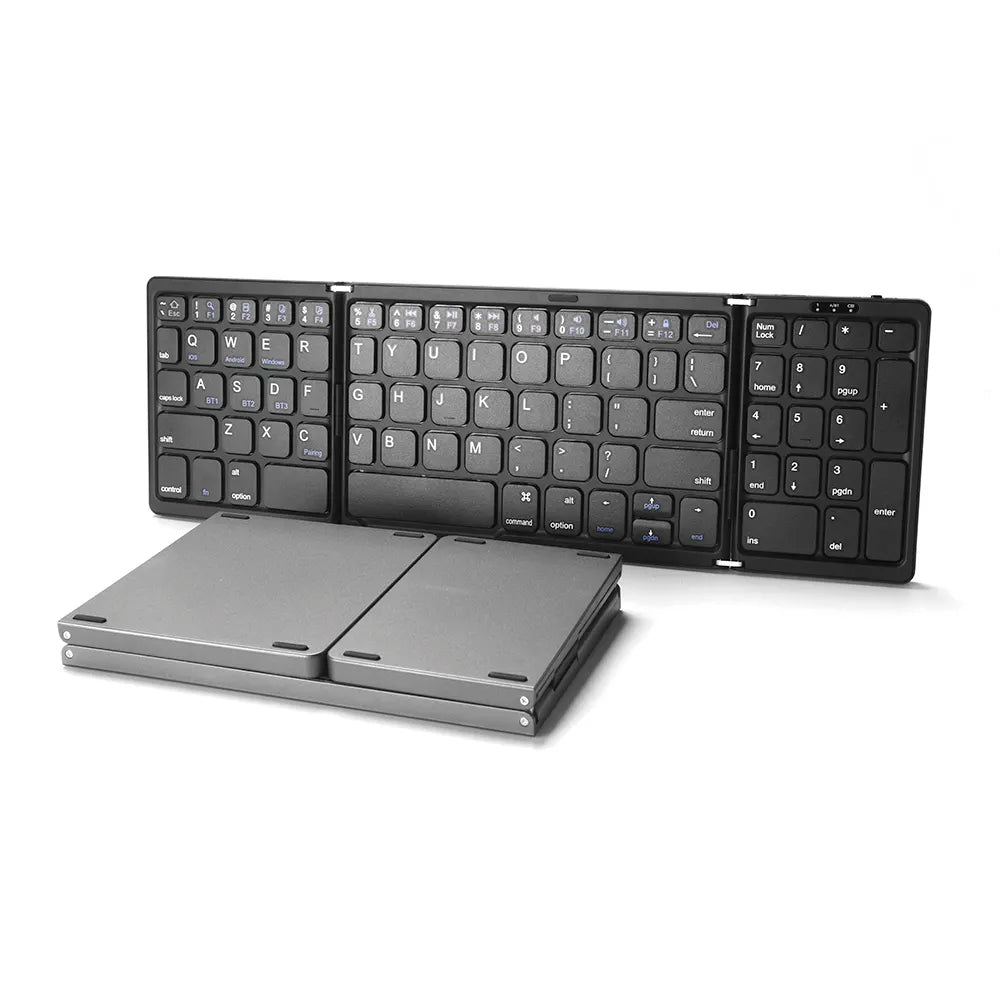 Bluetooth-Compatible Keyboard Foldable Keyboard Type-C Rechargeable 81 Keys Touchpad Keypad for IOS Android Windows Tablet Phone