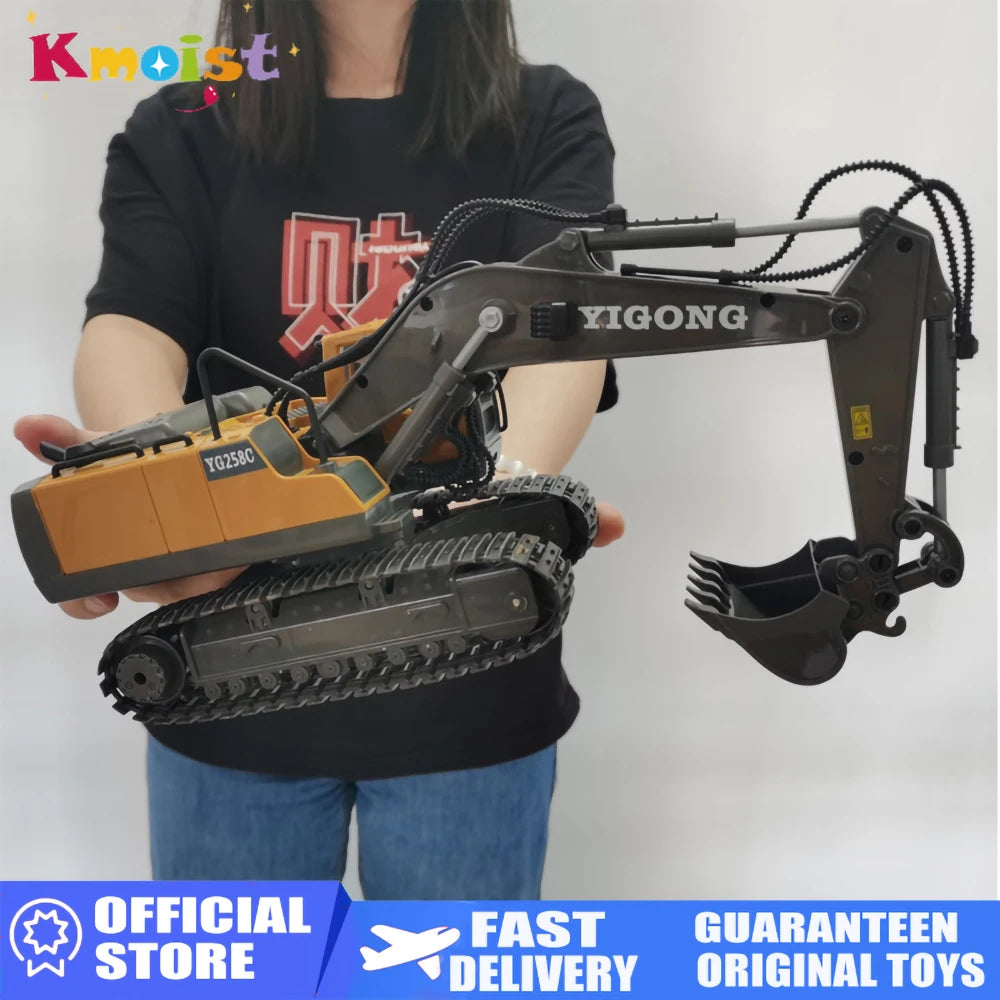 11 Channel Large 2.4 Grams Of Alloy Remote Control Excavator Dumping Soil Flip Engineering Car Toys