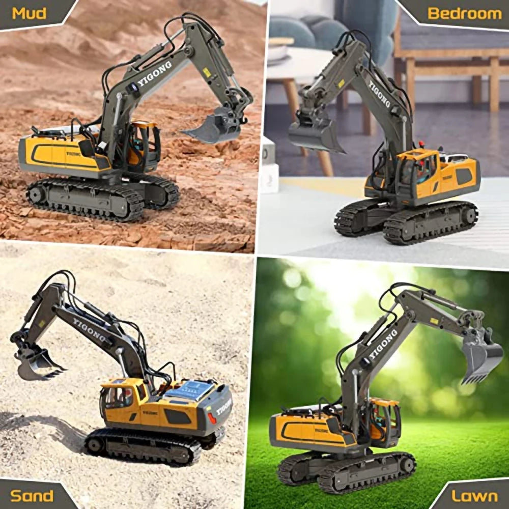 11 Channel Large 2.4 Grams Of Alloy Remote Control Excavator Dumping Soil Flip Engineering Car Toys