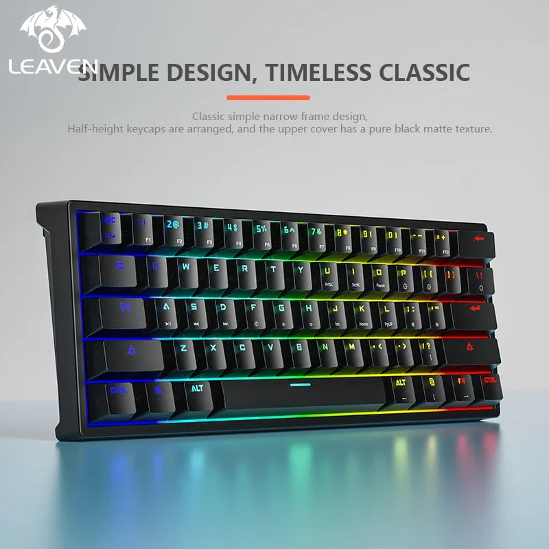 LEAVEN K620 Wired Mechanical Keyboard 61 Keys RGB Lights Green Axis ESports Gaming Office Personality Key Computer Accessories