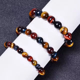 Tiger Eye Bracelet,Relax Anxiety Crystal Beaded Triple Protection Jewelry Bead Stone Chakra Gemstones Bracelets for Women Men