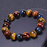 Tiger Eye Bracelet,Relax Anxiety Crystal Beaded Triple Protection Jewelry Bead Stone Chakra Gemstones Bracelets for Women Men