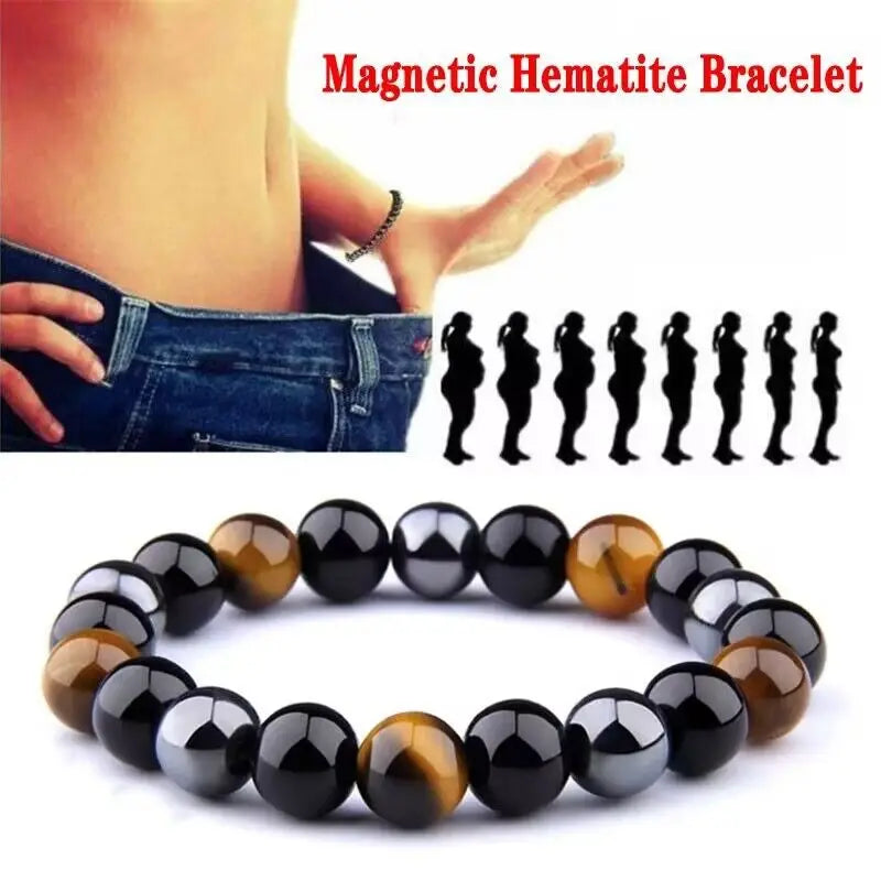Magnetic Hematite Therapy Beads Bracelet Men Women Healing Energy Natural Stone Adjustable 8mm Jewelry Gifts