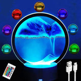 LED RGB Sandscape Lamp 3D Moving Sand Art Frame Night Light with 16 Colors Hourglass Light 3D Deep Sea Display with Remote