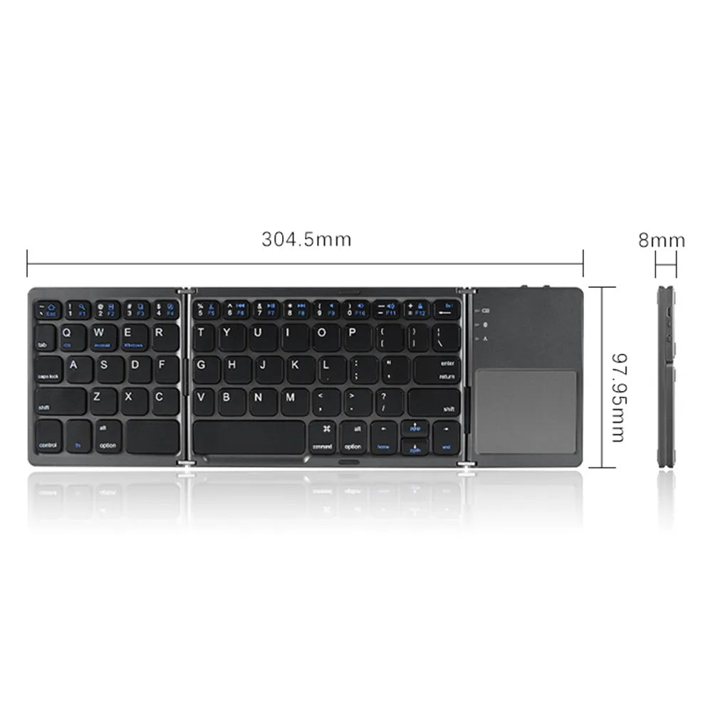 Portable Bluetooth Keyboard Wireless foldable Keyboards Integrated with Touchpad for IOS Android Windows pad Tablet