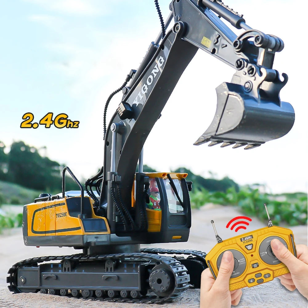 11 Channel Large 2.4 Grams Of Alloy Remote Control Excavator Dumping Soil Flip Engineering Car Toys