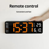 13/16 Inches Large LED Digital Wall Clock ,Wall Mounted Remote Control Temperature Date Week Display Timer Dual Alarm Clock