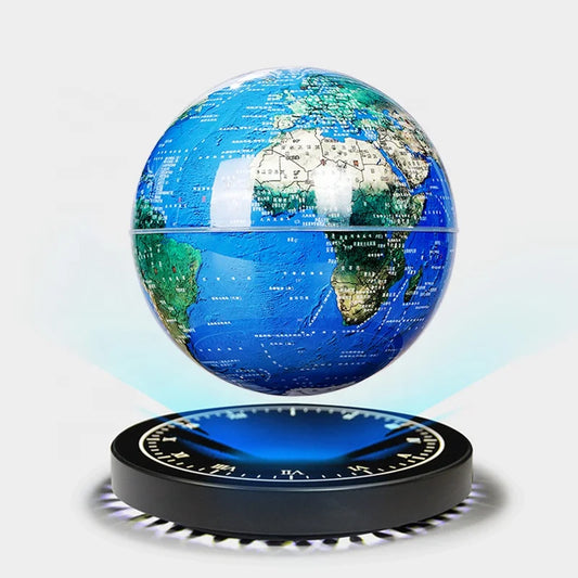 Luminous Education Teaching Resources Geography 6 Or 8 Inch White RGB LED Lights Rotating Magnetic Levitating Clock Globe