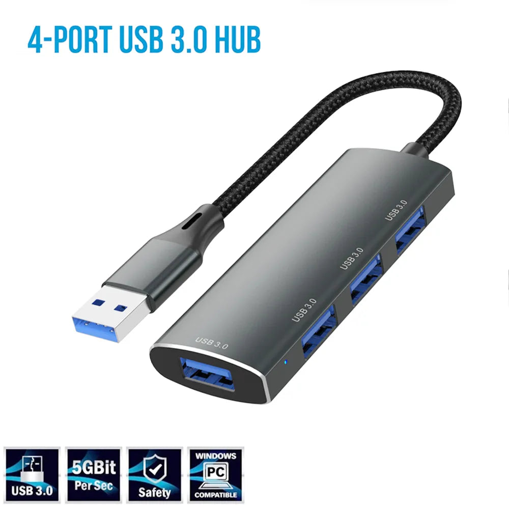 YUCUN USB HUB 3 0 4 Ports USB 3.0 Adapter 5Gbps High Speed Multi USB-C Splitter for Lenovo Macbook Pro PC Accessories tipo c